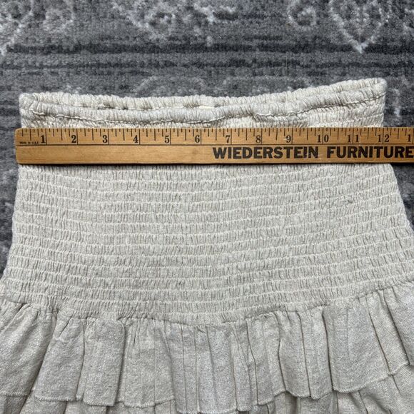 Revolve Spell & The Gypsy Lola Ruched Mini Skirt Small Tiered Neutral Shimmer - Picture 4 of 8